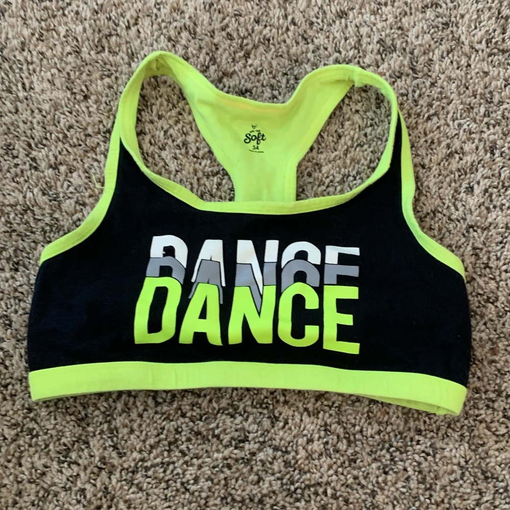 Soft Justice Green and Black Dance Sports Bra